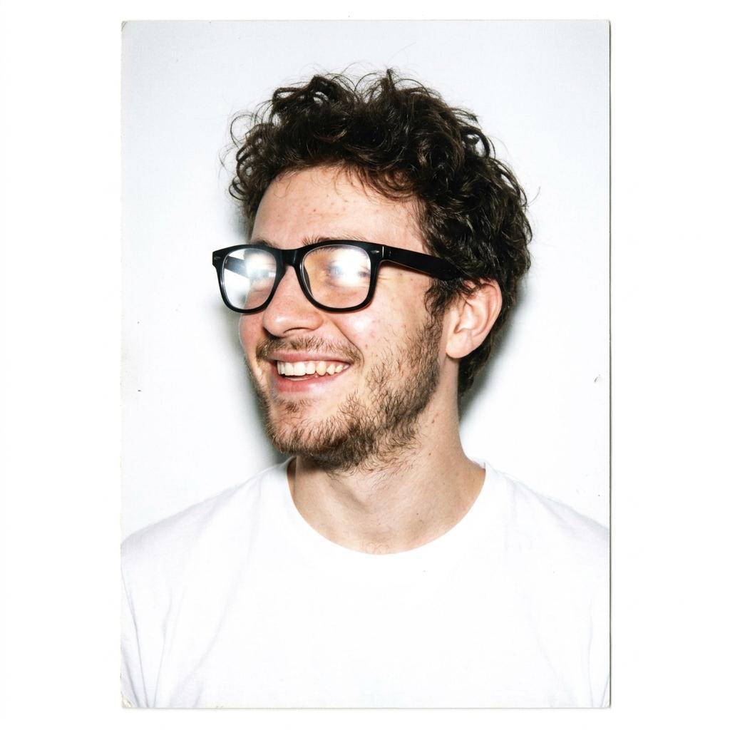 Una foto rechazada por brillo en las gafas y sonrisa